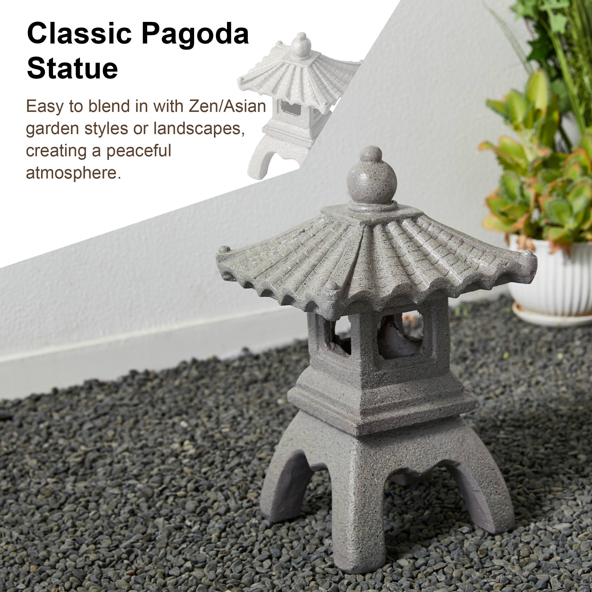 Glitzhome® 16" MGO Faux Concrete Pagoda Garden Statue